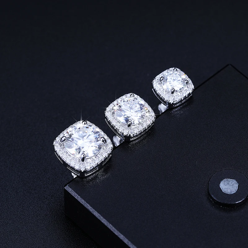Classic Round Cut 1CT Test Passed Moissanite Diamond Earrings For Women Fine Jelwery Sterling Silver 925 Earring Engagement Gift view 3