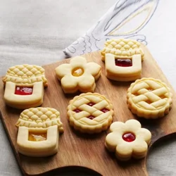 Jam Sandwich Cookie Cutter Biscuit Mold 1Pc 3D Plastic Pressable Fondant Cookie Stamp New Year Cake Decor Baking Supplies