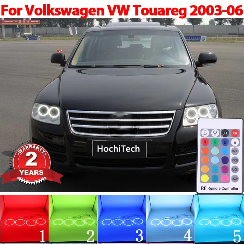 

LED Angel Eyes Halo Ring Headlight Lamps For Volkswagen VW Touareg 2003-2006 Ultra Bright Refit RGB multi-color Remote Control