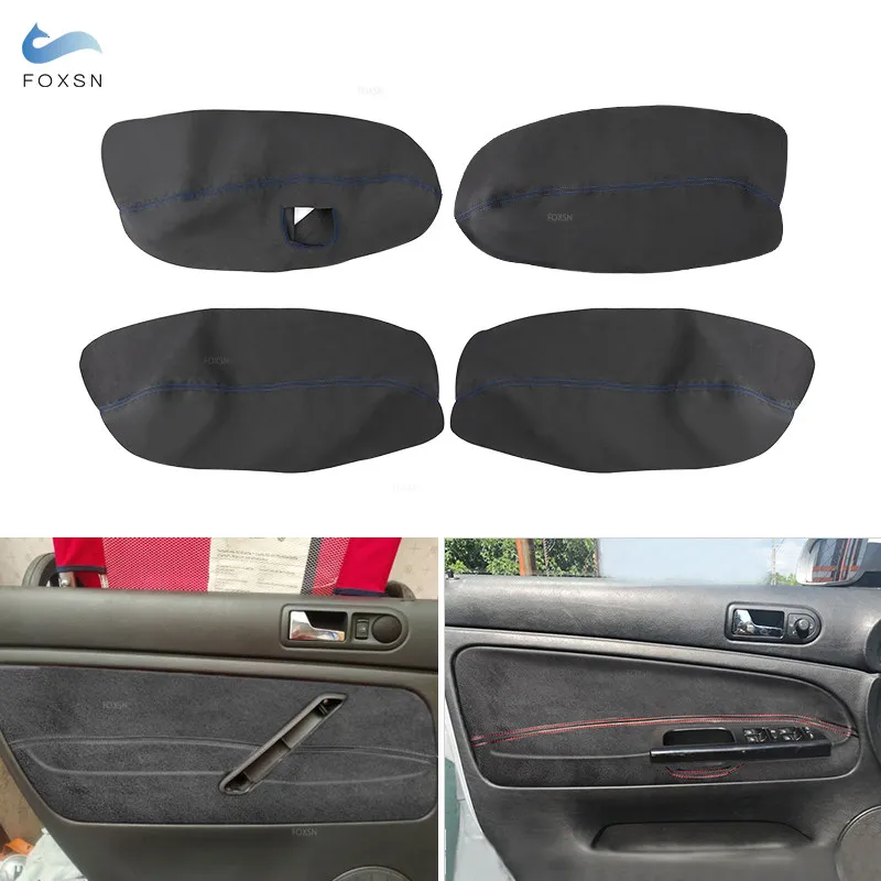 Car Styling Suede Leather Interior Door Panel Armrest Handle Cover Trim For VW Passat B5 1998 1999 2000 2001 2002 - 2005 LHD