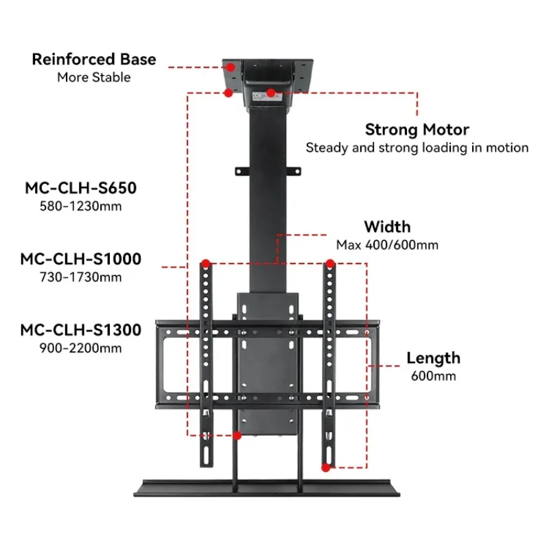 Motorized Ceiling TV Lift Drop Down up Vertical Ceiling TV Mount Automatic with Remote 40 65 70 Inch