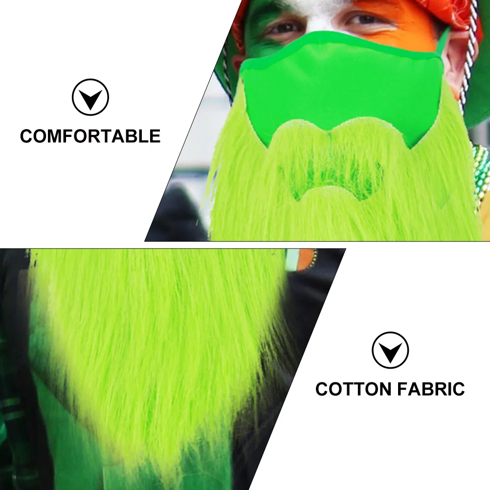 

3 Pcs Face Beard Cotton St Patrick's Day Cosplay Reusable Comfortable Washable Filter Festival Carnival Costume Party Beard Mask
