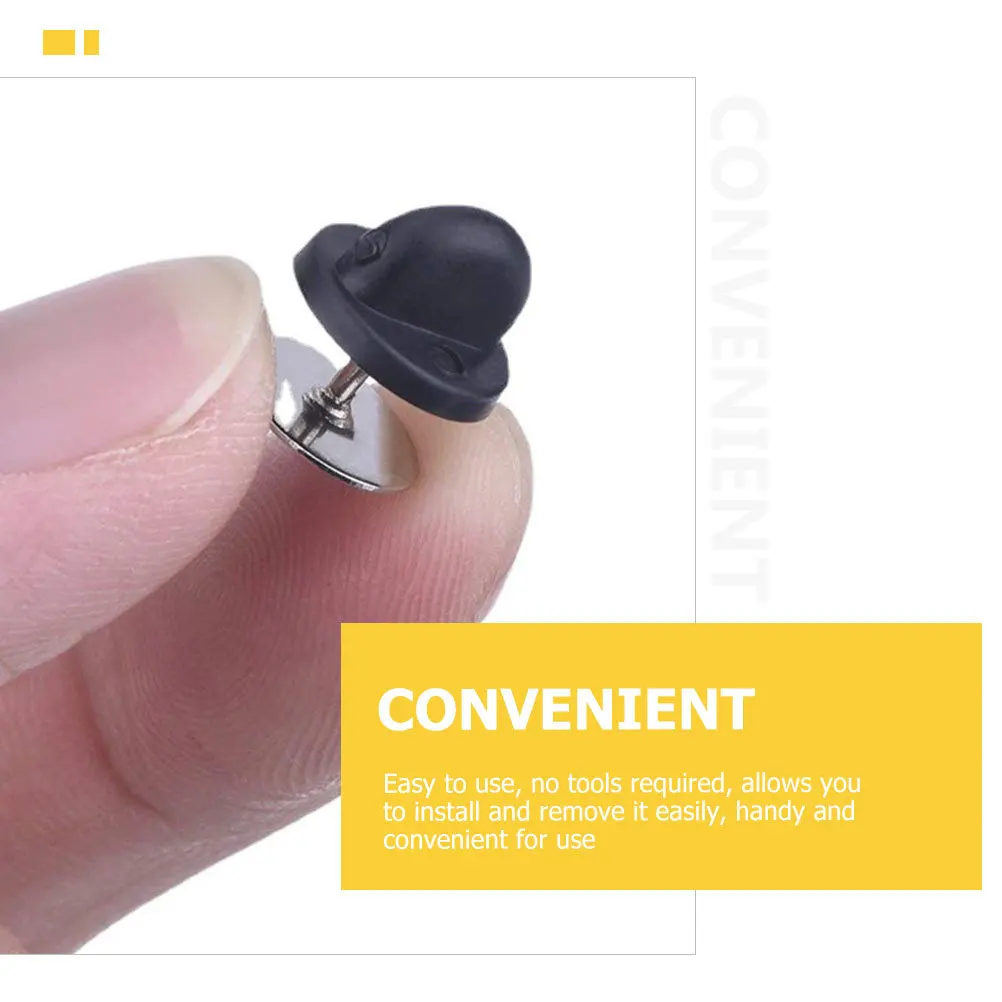 100Sets Rubber Lapel Pin Backs Clutch Back Replacement Flat Round Needles for Tie Tacks Badges DIY Craft Supplies Convenient