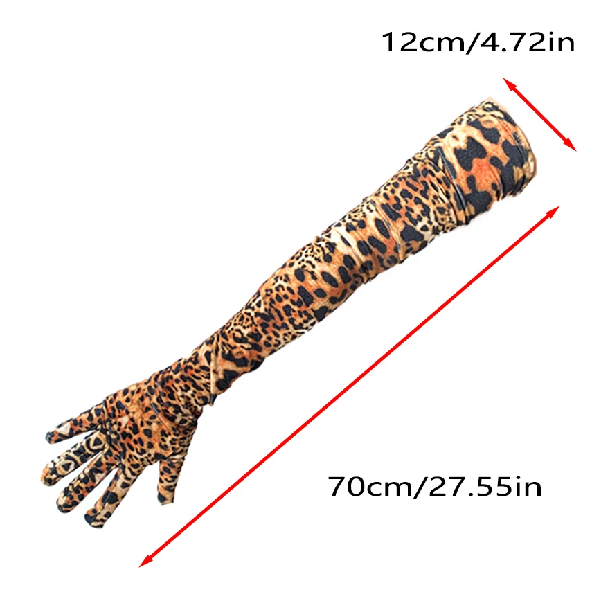 New Grace Leopard Print Velvet Fashion Sexy Long Gloves Zebra Women Warm Club Party Prom Show Dancing Dress Dinner Cosplay Glove