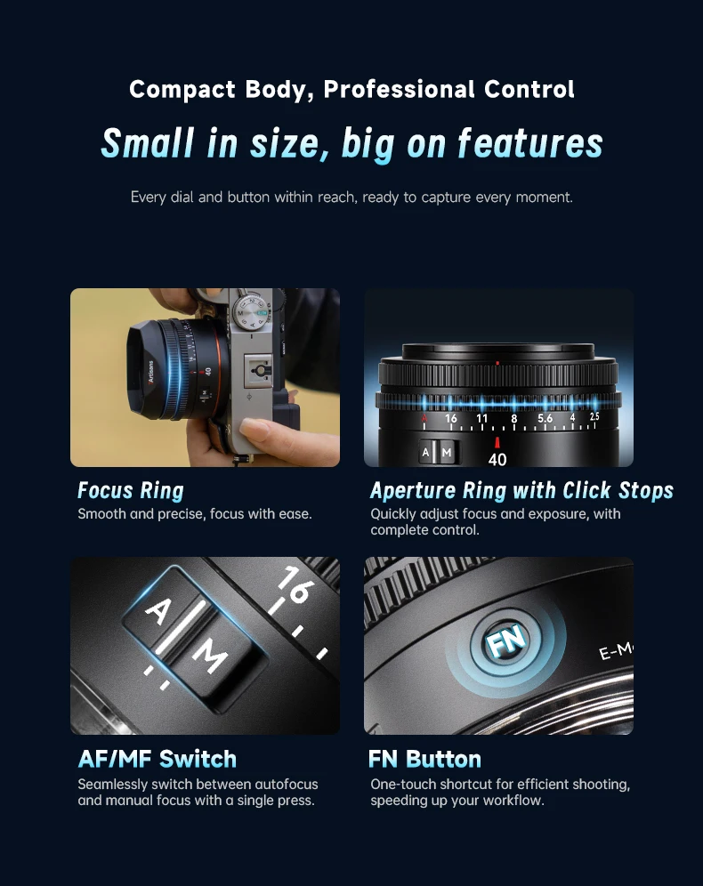 7artisans 40mm F2.5 Autofokus Vollformat-Objektiv mit großer Blende für Sony E A7R A7 V A7C II Nikon Z Z8 Z50II Leica L SL S1M2 – Detail 7