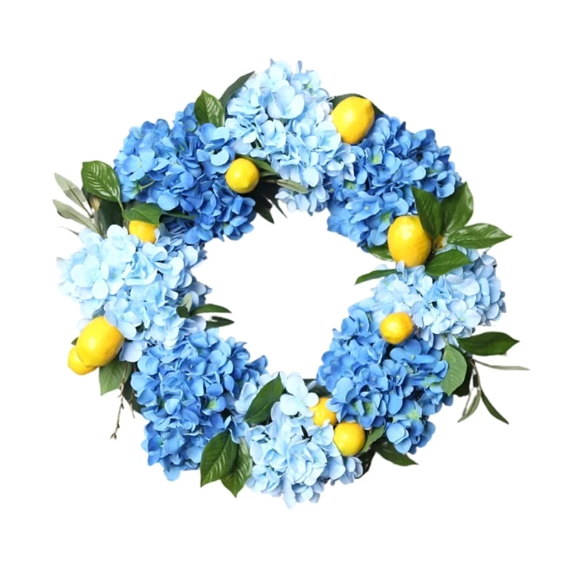 

Flower Hydrangea Lemon Wreath Door Decoration Living Room Wall Decorations Flower Home Decoration Pendant Durable Easy To Use