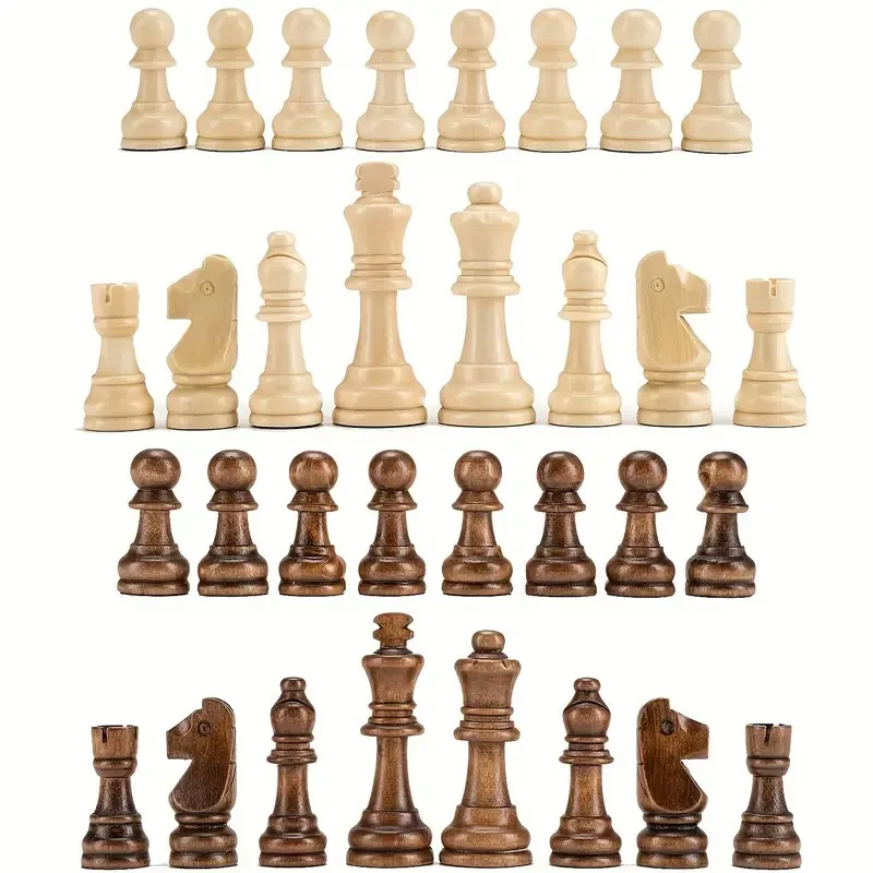 32Pcs Sturdy Wooden Chess Standard Tournamen Staunton Wood Chessmen 7.8cm King Height (Chess Board Not Included) image 6