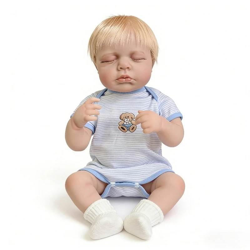 

48cm Blonde Hair Reborn Doll Loulou Two Body Material Choices Sleeping Girl Doll