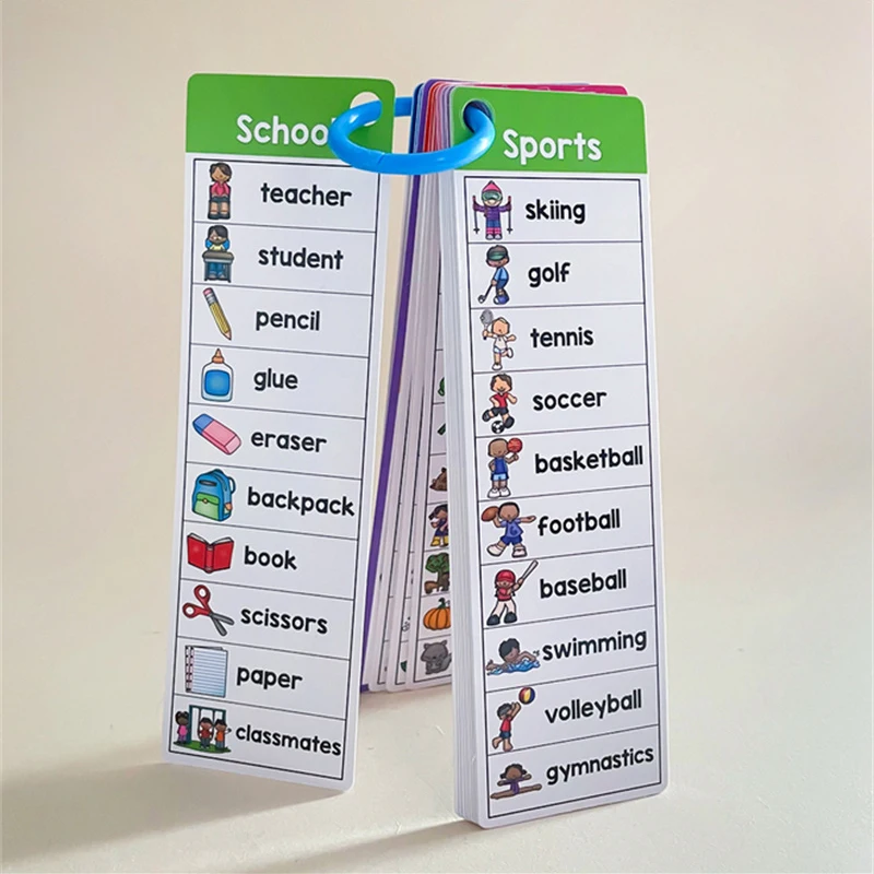 【Y】Kindergarten Primary School English Vocabulary Season Weather Animal Daily Character Vocabulary Flashcard Teaching Aids