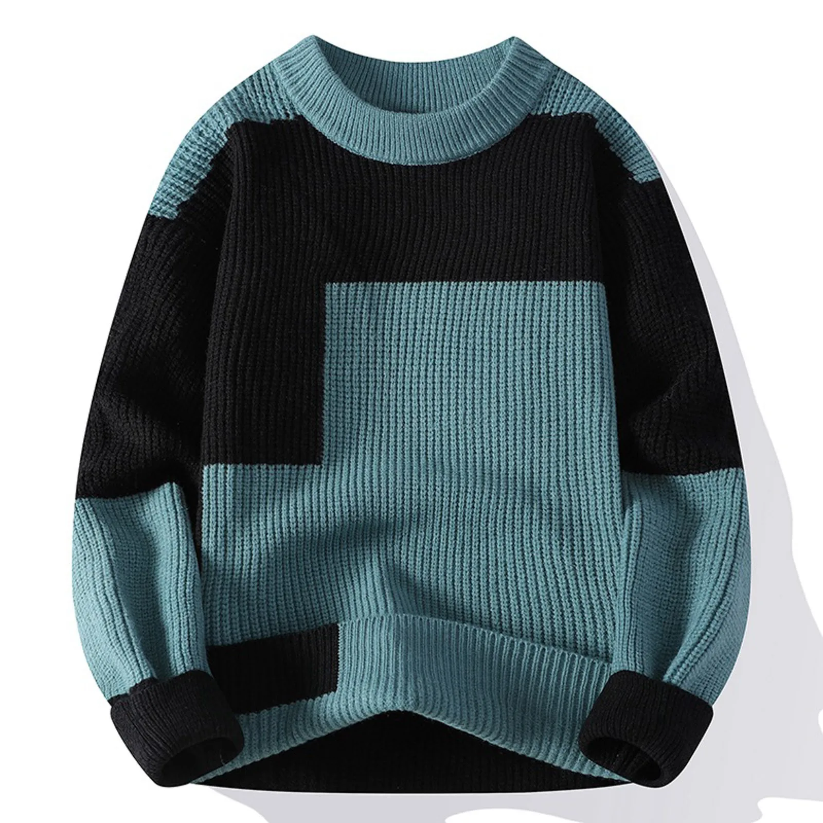 Sweaters Men 2024 Winter Korean Style Mens Warm Sweater Mens Fashion Sweaters Splicing Color Patterns Men's Wool Pullovers Male