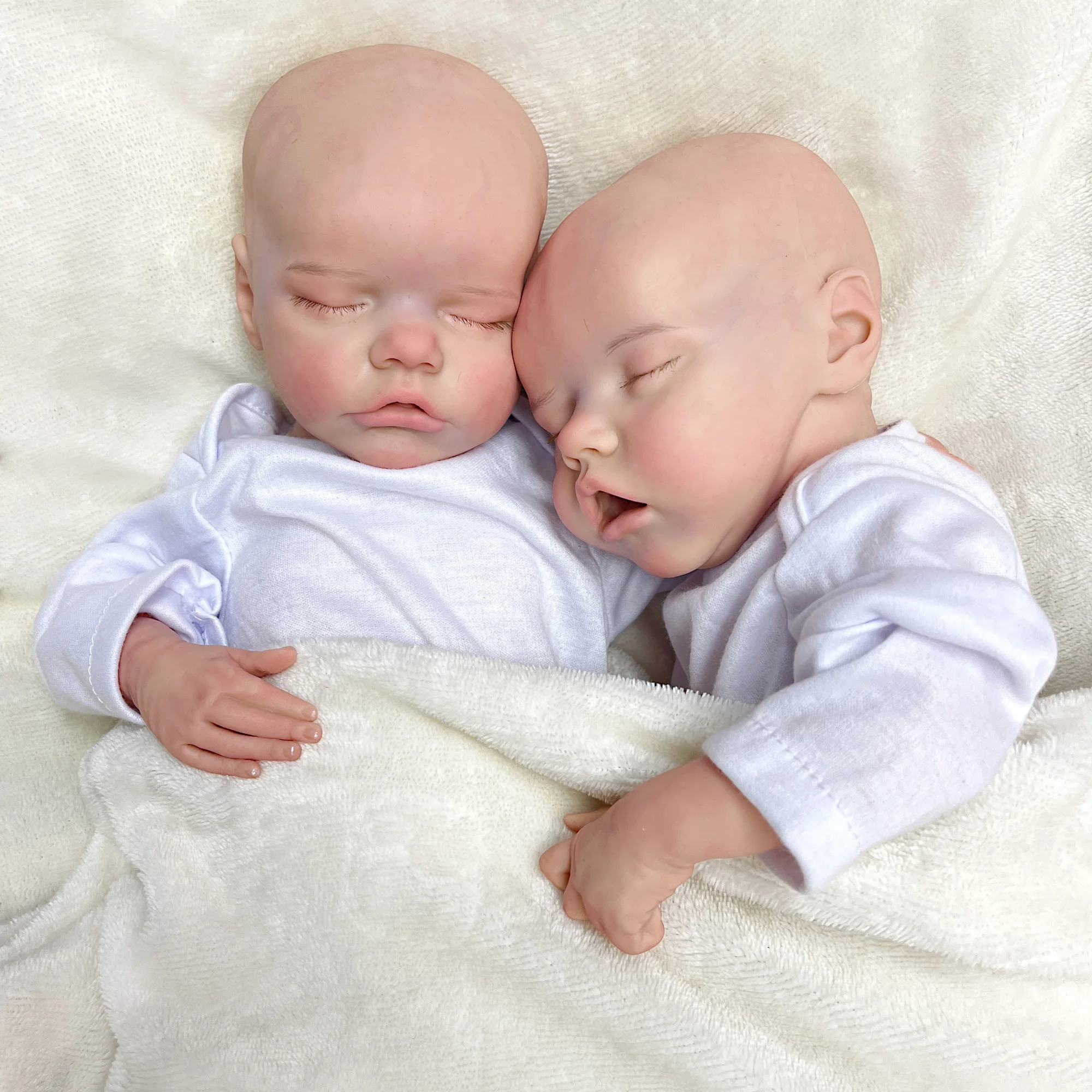 43CM Full Body Soft Solid Silicone Twins Bebe Reborn Girl 3D Painted Lifelike Real Dolls Boneca Reborn Corpo De Silicone Doll