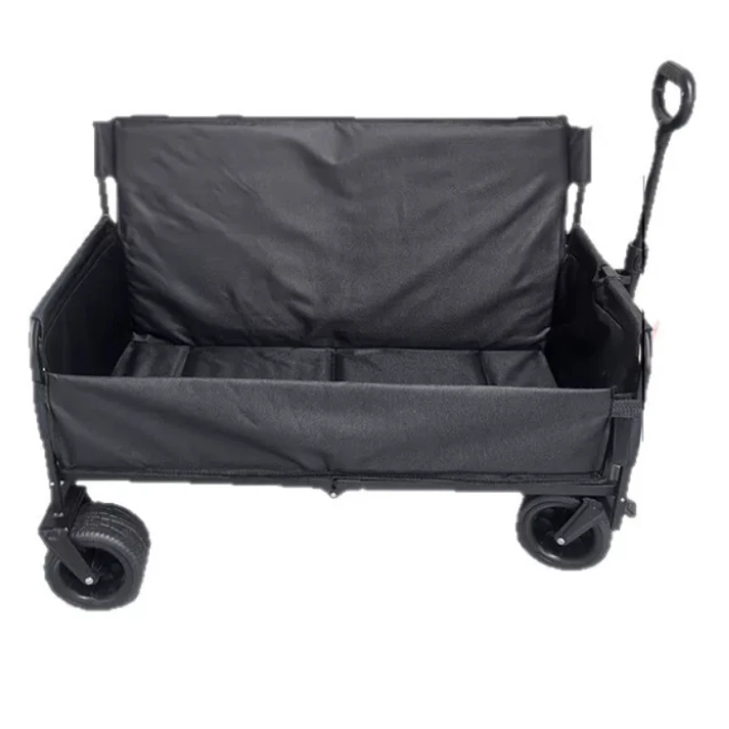 Folding Outdoor Camping Wagon Cart, Heavy Duty Collapsible Garden Beach Hand Trolley with Pull Handle