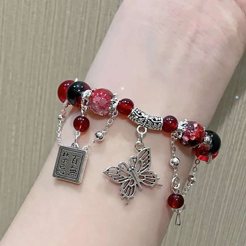 Pulsera de Anime con colgante de mariposa, cadena de cuentas de bendición oficial de Tian Guan Ci Fu, Xie Lian Heaven, regalo de joyería de Cosplay