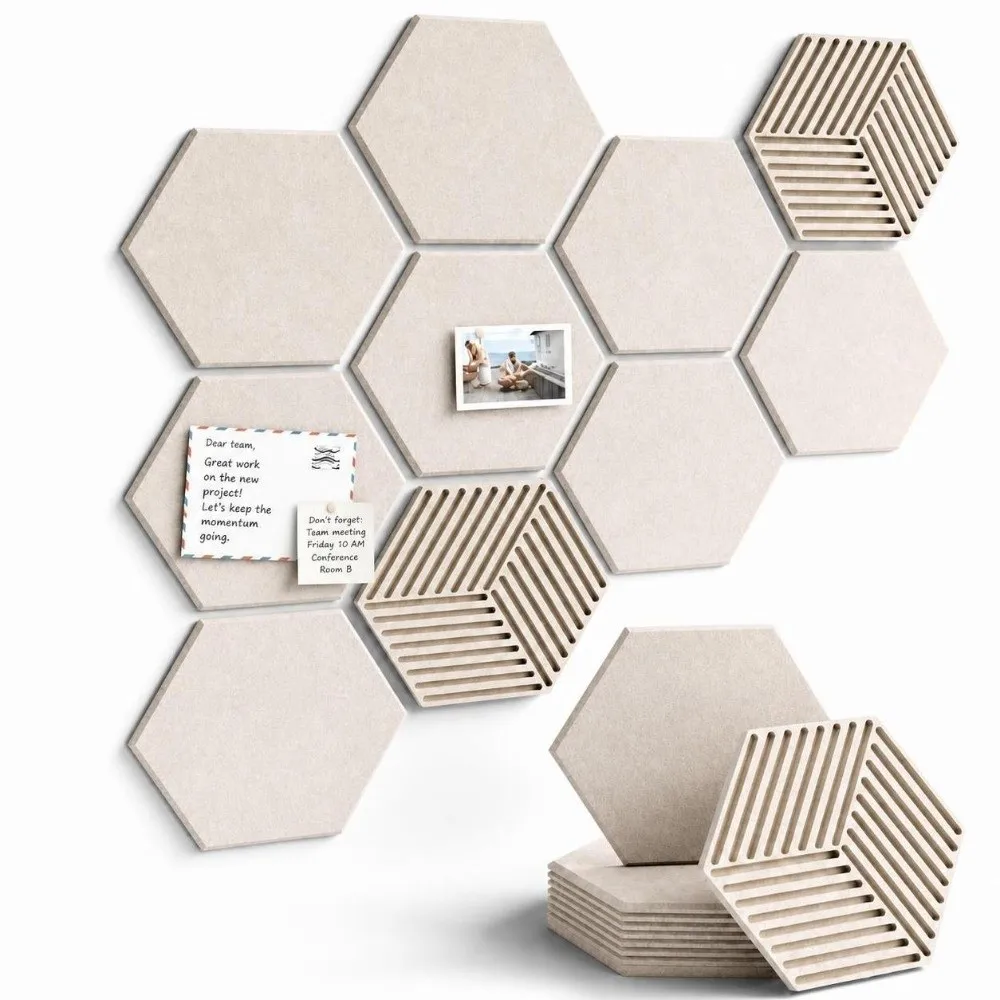 1 Set Polyester Fiber Acoustic Panel Hexagonal Decorative Soundproof Wall Panel Noise Reduction Panel