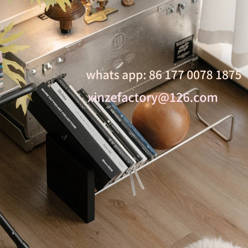 Customizable Magazine Rack Wood Ball Record Holder Stainless Steel Sphere Bookend Modern Book Organizer