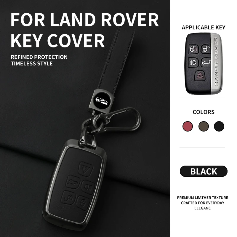 Funda Llavero de Aleación de Zinc y Cuero Antiarañazos para Land Rover Range Rover Sport Evoque Freelander Jaguar XF XJ XE XJL XFL