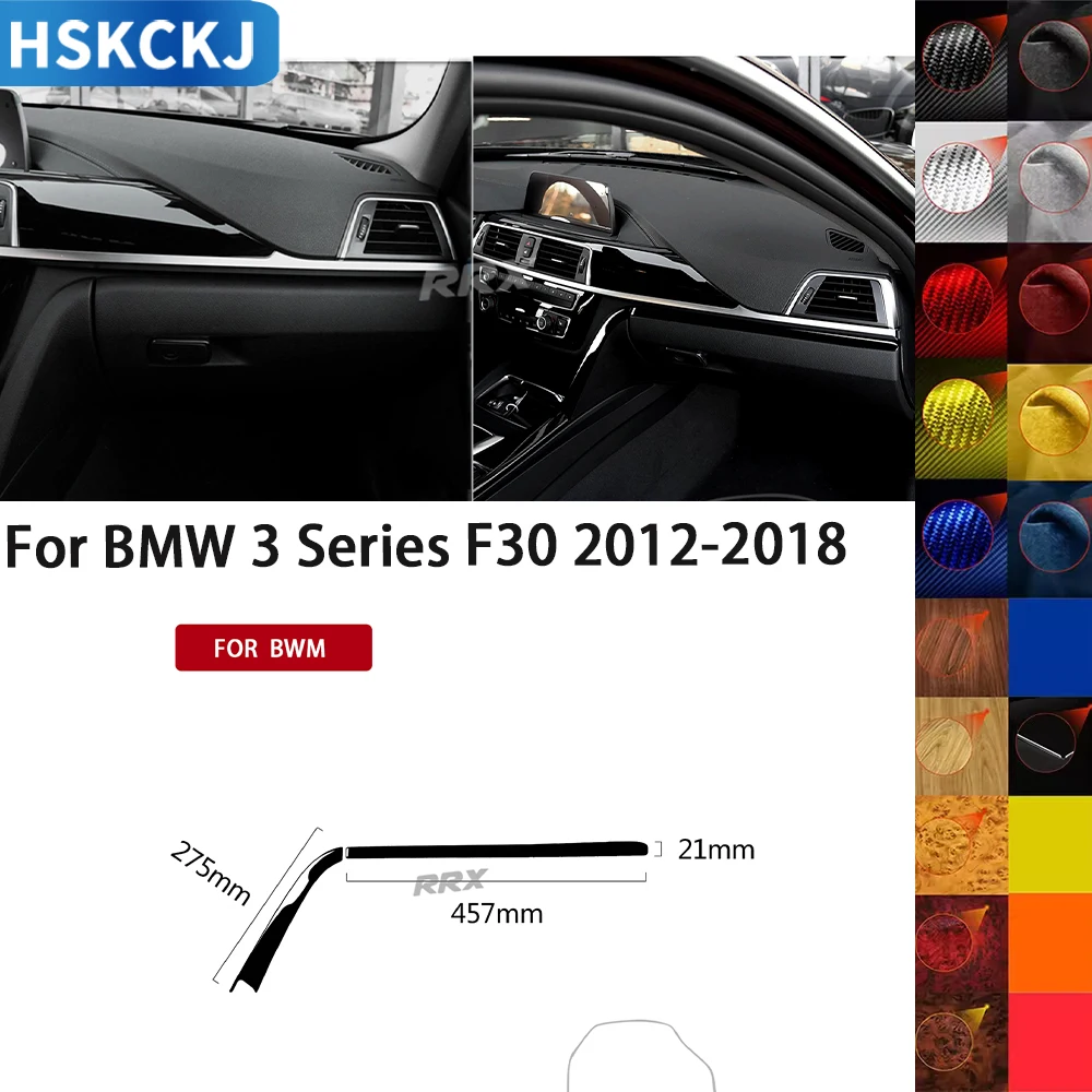 For BMW 3 Series F30 F34 2013 2014 2015 2016 Copilot Dashbaord Trim Strip Cover Piano Black Sticker Car Interior Accessories