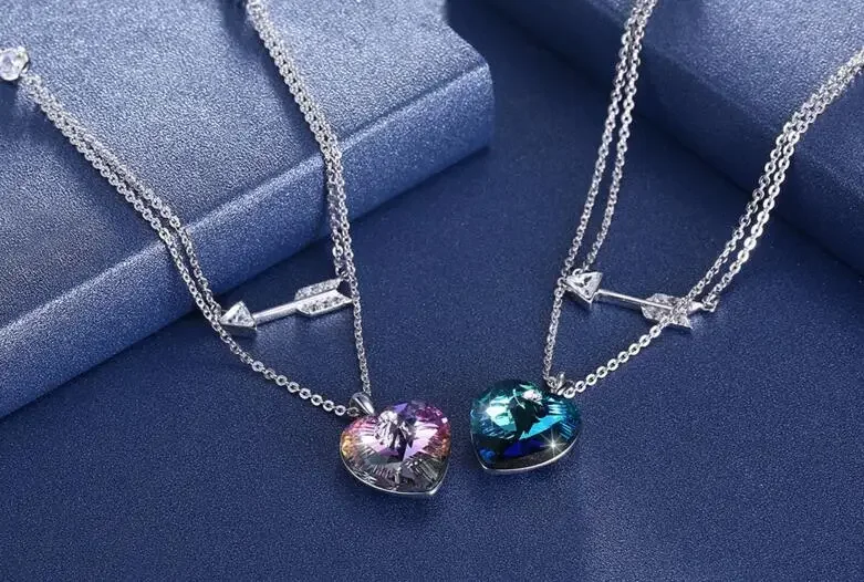 VCC209  Pure Silver 925 Loving Clavicle Necklace with Zircon Lady Necklace