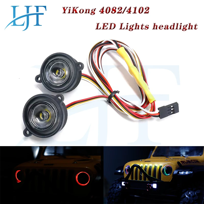 LJF Colorful Angel and Demon Eyes Headlight LED Lights for 1/10 YK4102 1/8 YK4082 YiKong RC Crawler Car Upgrade Accessories A16