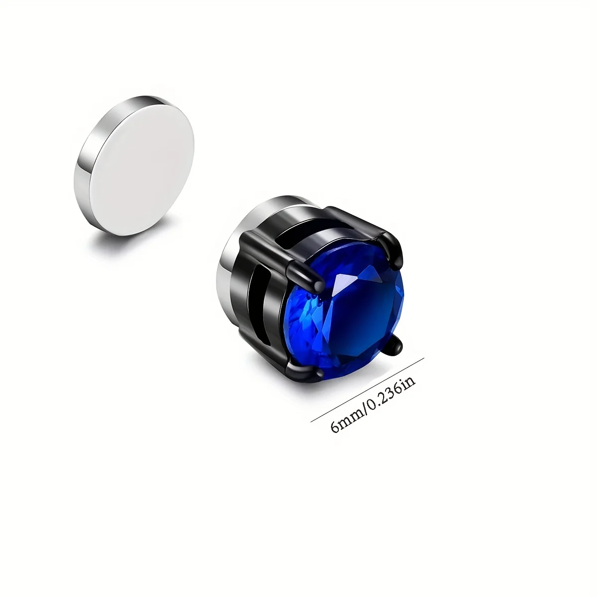 4 Pairs 6MM Cubic Zirconia Magnetic Stud Earrings For Men, Stainless Steel Magnetic Clip On Earrings, Non Piercing Earrings