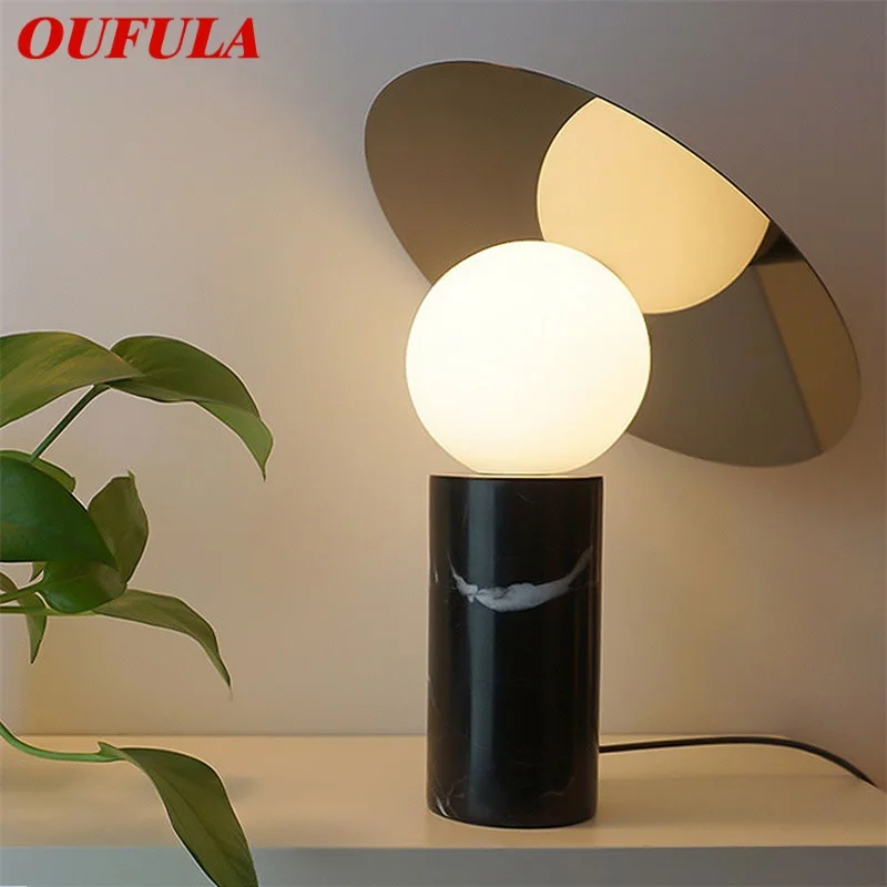OUFULA Modern Office Table Light Creative Design Simple Marble Desk Lamp LED Decorative For Foyer Living Room Bedroom