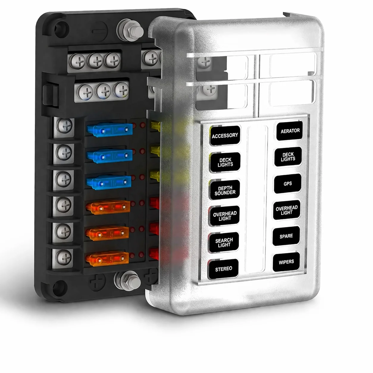 

Блок предохранителей на 12 слотов 12В/24В ATC/ATO с 24 предохранителями и LED-индикатором для автомобиля, лодки, фургона, грузовика, морского транспорта