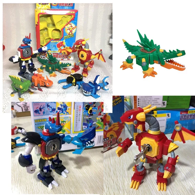 Genuine Keybots Key Robot Lock Core Monster Assembly Dinosaur Shark Animals Robot Model Toys Cool Boys Educational Toy Gift