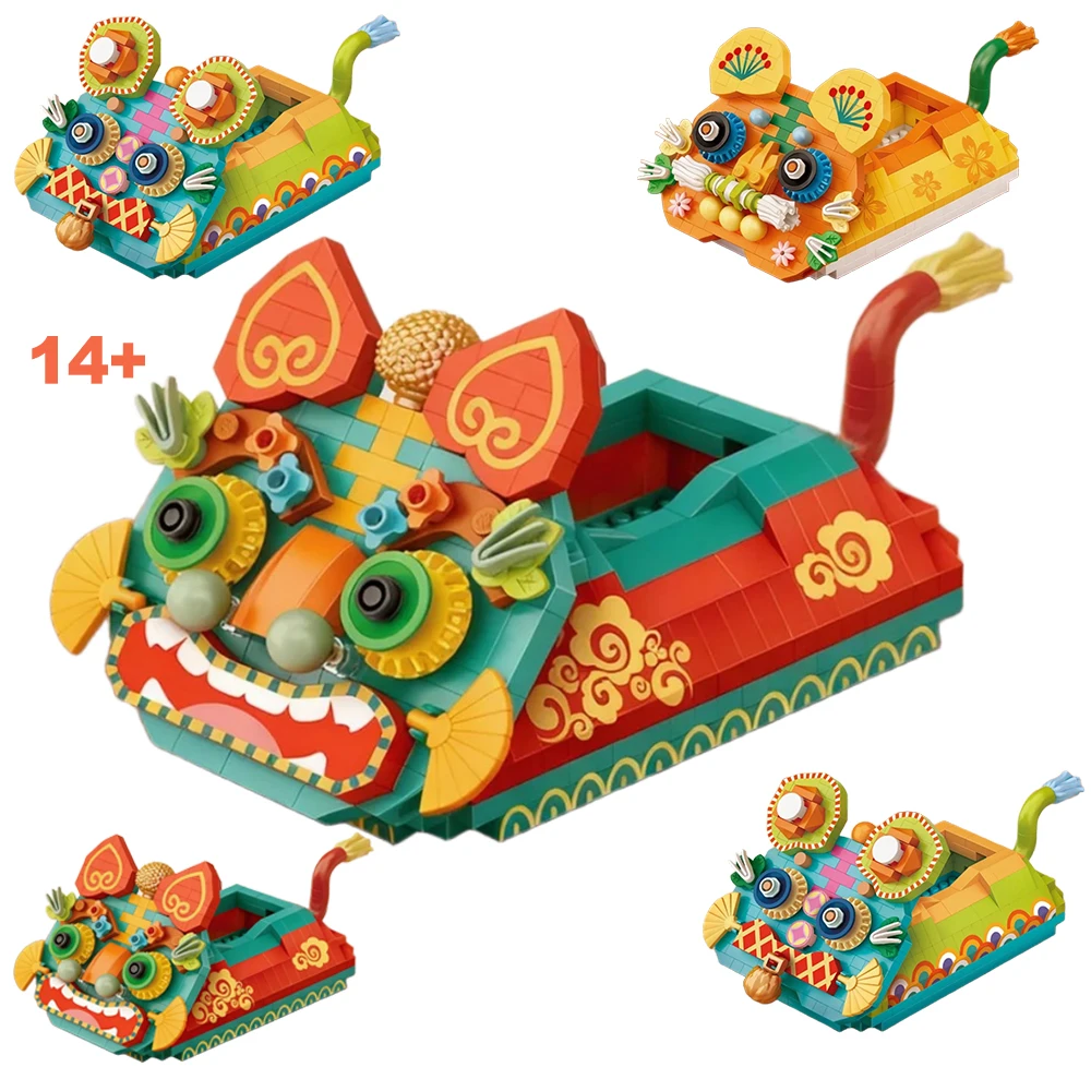 

City Mini Tiger-Head Shoes Model Building Blocks MOC Chinese Intangible Cultural Heritage DIY Bricks Educational Toys Kids Gifts