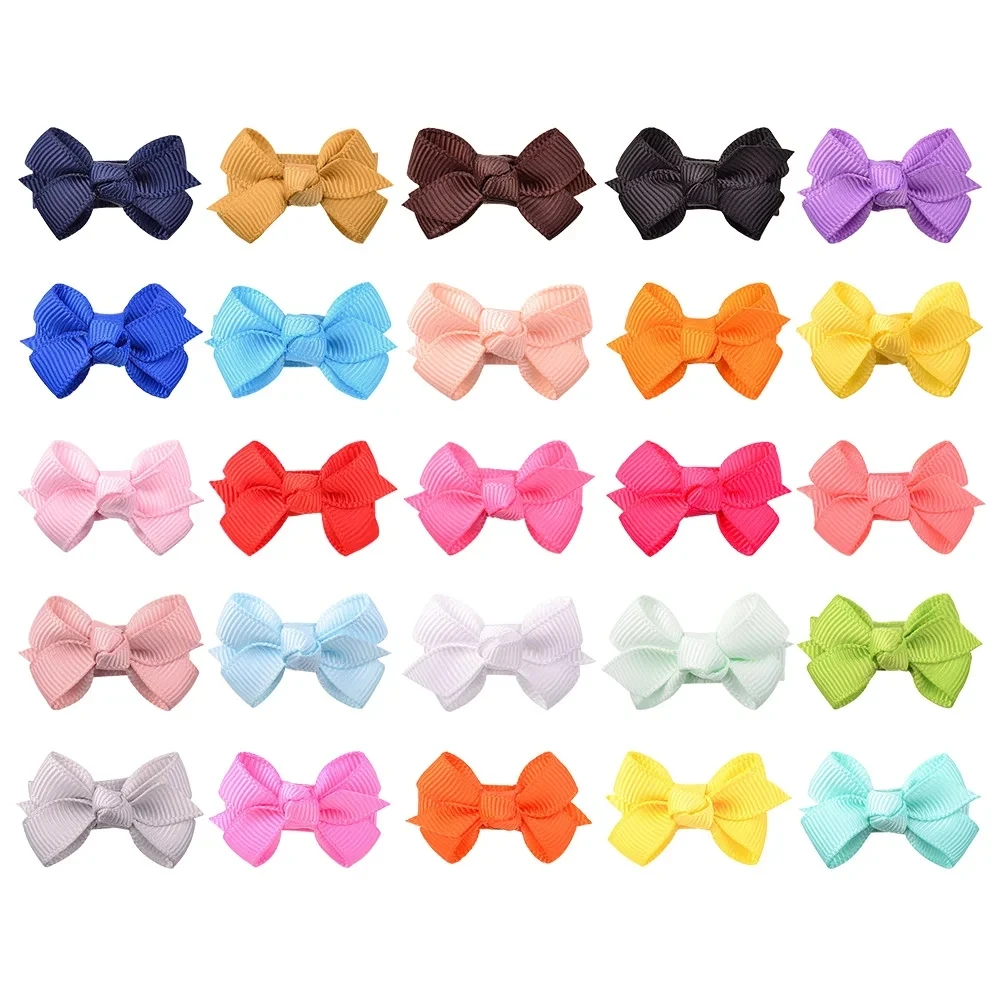 

10pcs/lot Lovely Handmade Grosgrain Ribbon Bowknot Infant Hair Clips Solid Color Baby Girls Bangs Hairpins Photography Props