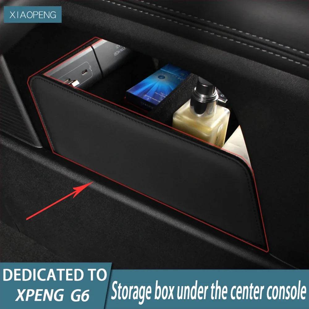 For Xpeng G6  PU Leather Car Lower Central Console Storage Box Organizer Holder Case Auto Interior Accessories