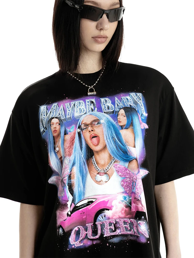 Maybe Baby Queen Men T-Shirt Cotton Oversized Graphic Streetwear Vintage Korean Fashion Aesthetic Tee Short Sleeve Tops Clothing