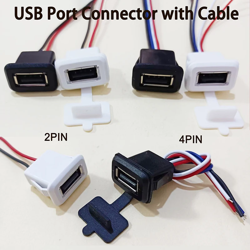 USB 2.0 Buchsenanschluss mit Kabel 2Pin/4Pin PH2.0 Terminal DIY Ladebuchse 1/2/5 Stück