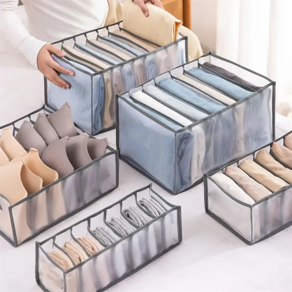 Clothes Organizer Jeans Pants Storage Box Wardrobe Drawer Organizer for Underwear Bra Ties T-Shirt Socks Organization System