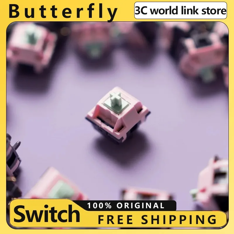 

Kochou Shinobu Switch Original Customizable Linear Switch 2mm Trigger 5PIN Mechanical Keyboard Accessories Pink Gifts Butterfly