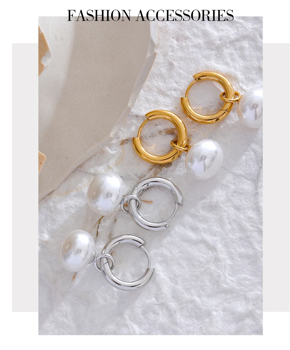 Yhpup Hohe Qualität Imitation Perlen Tropfen Edelstahl Goldene Koreanische Hoop Ohrringe Charms Mode Schmuck Bijoux Femme Geschenk – Detail 8