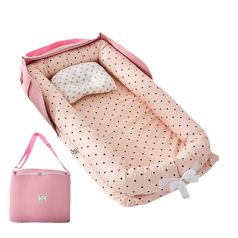 

Portable Baby Lounger Cotton Baby Lounger Nest Crib Breathable Baby Floor Seat Cover Newborn Lounger Cover Baby Shower Gifts For