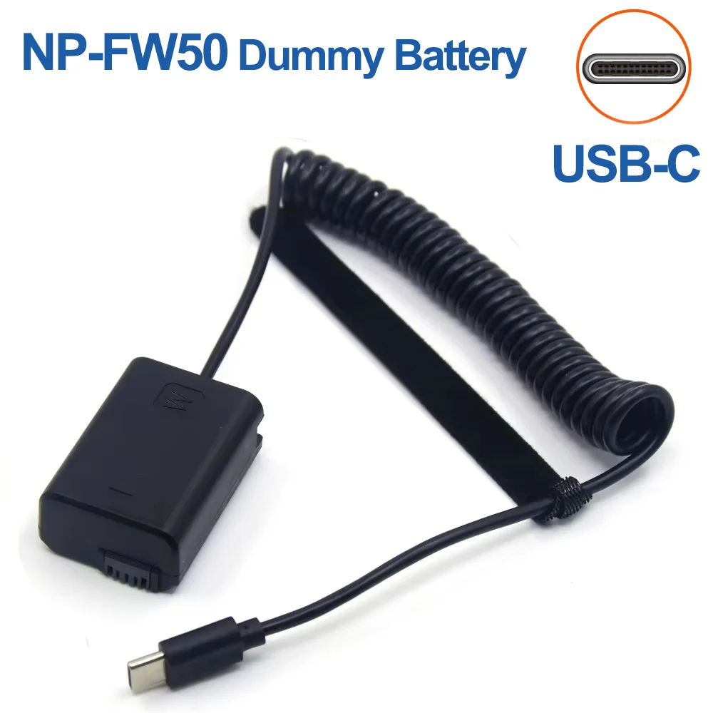 

NP-FW50 Dummy Battery USB C Cable for Sony ZV-E10 A7 A7R A7S A7M A7II A7S2 A7M2 A7RII A6500 A6300 A6000 A5000 NEX5 NEX7 DSC-RX10