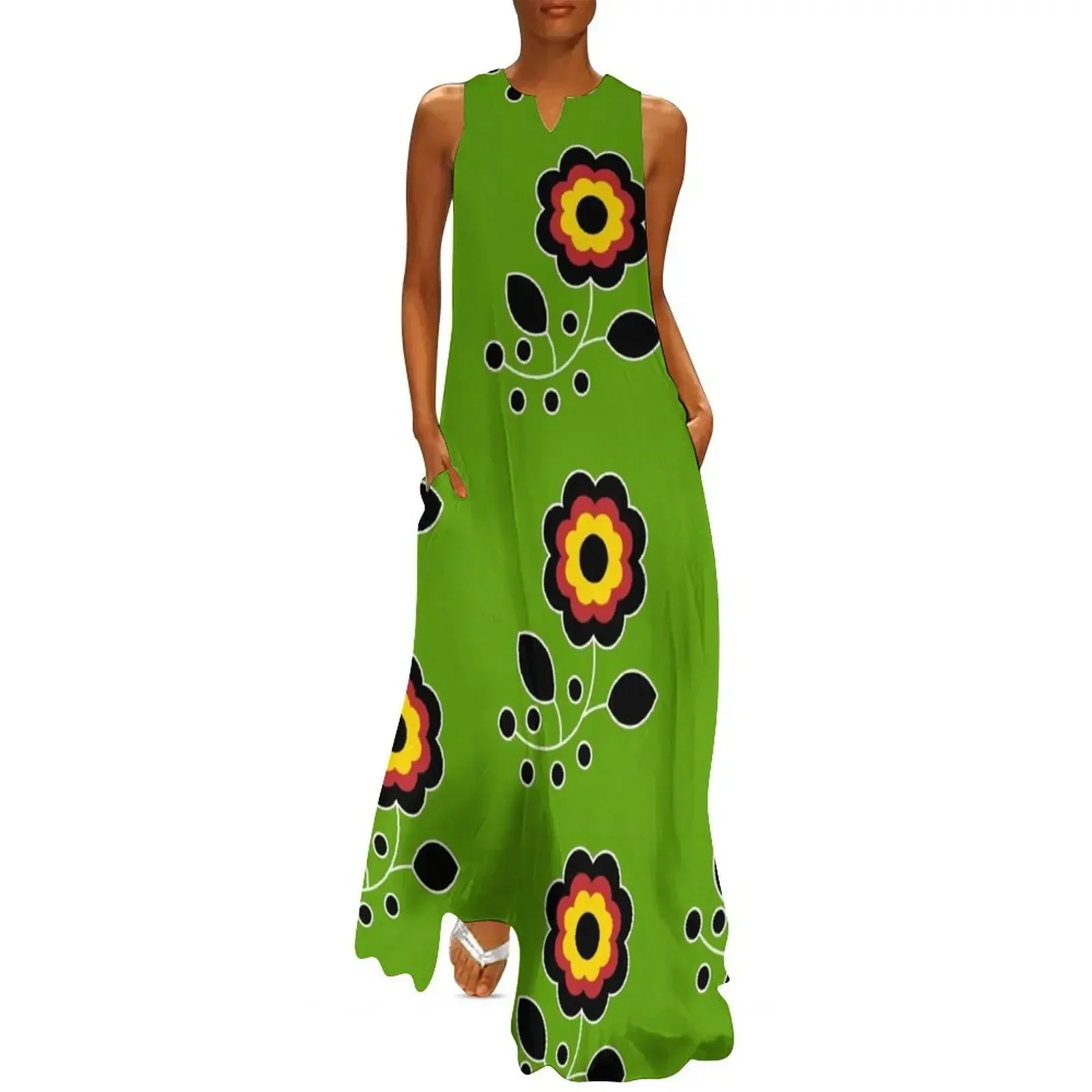 

Ojibwe Flower Beadwork Indigenous WAWEZHI CANADA Long Dress women dresses Women's summer skirt luxury woman evening dress Dress