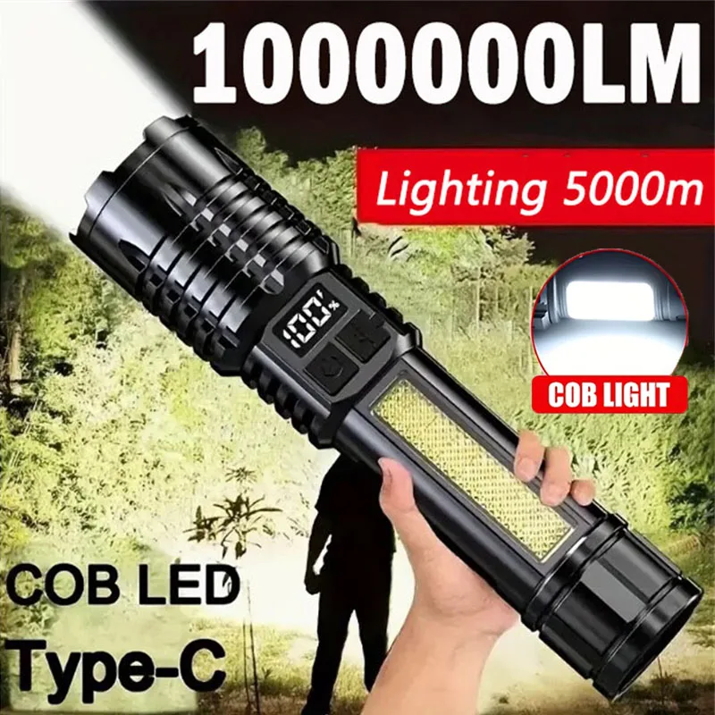 High Power Rechargeable Led Flashlight Very Strong Led Flashlight With Built-in Battery Torch For Fishing Hunting Camping Lanter