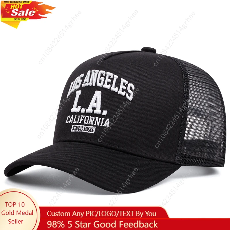 

LOS ANGELES embroidered men's and women's outdoor sports event cap American trucker net hat trend fashion