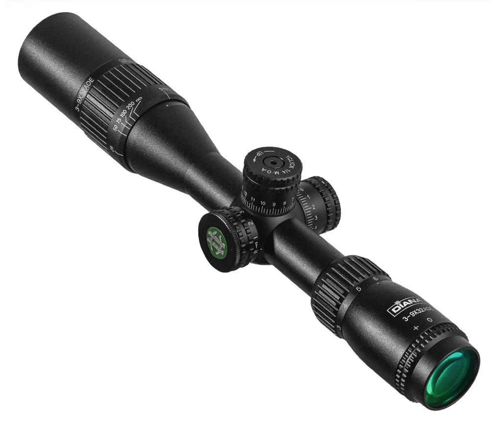 Optical telescope Diana new model DIANA HY 3-9X32AOE sight, cross-hair sight with lock, red and green light cross-hair mirror view 3