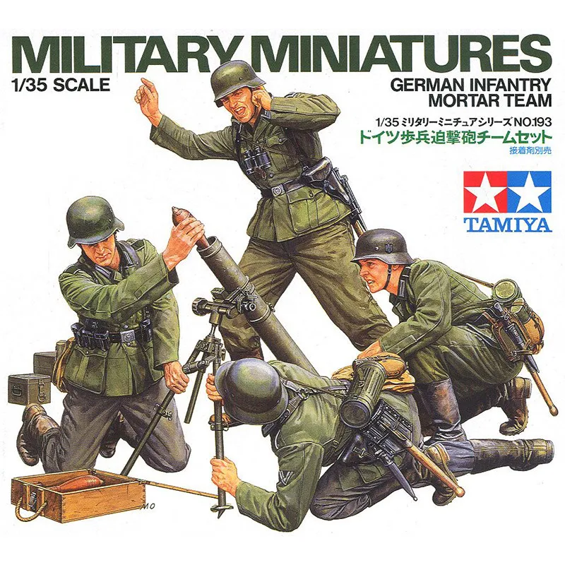 Prefabricated assembly model Tamiya-35193 1/35 German Infantry Mortar Team 4-person model kit