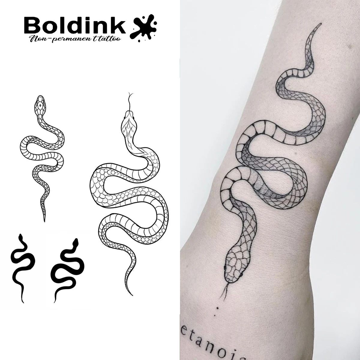 Snakes Temporary Tattoo,Lasts To 15 Days New Technology Magic Waterproof Semi Permanent Sticker.