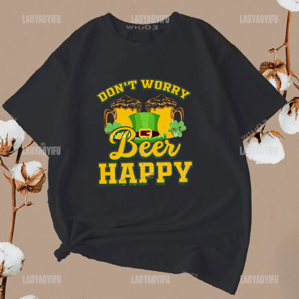 Lucky Shamrock Funny Irish St Patricks Day Cotton T-Shirt 3.17 Happy St. Patrick's Day Men Tshirts Tees Cool Harajuku Tee Shirt