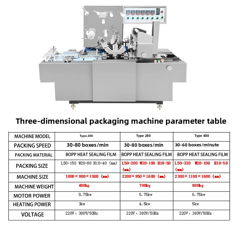Automatic Pneumatic BOPP Film Packaging Machine for Apparel Food Easy to Operate with Motor