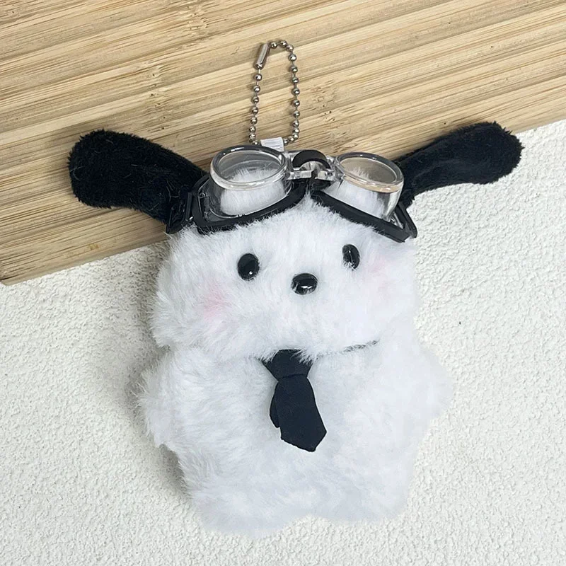 새로운 까마귀 Pochacco 애니메이션 Sanrio 플러시 키 체인 귀여운 스카프 Pochacco 어린이 자동차 펜던트 열쇠 고리 Kawaii 소녀 가방 열쇠 고리 장난감