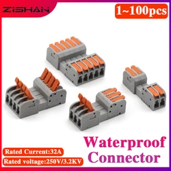 Quick Splitter 2 In 2 Out Wire Connector Stainless Steel Spring Wiring Cable Connector Plug-in Type Conductor Terminal Blocks