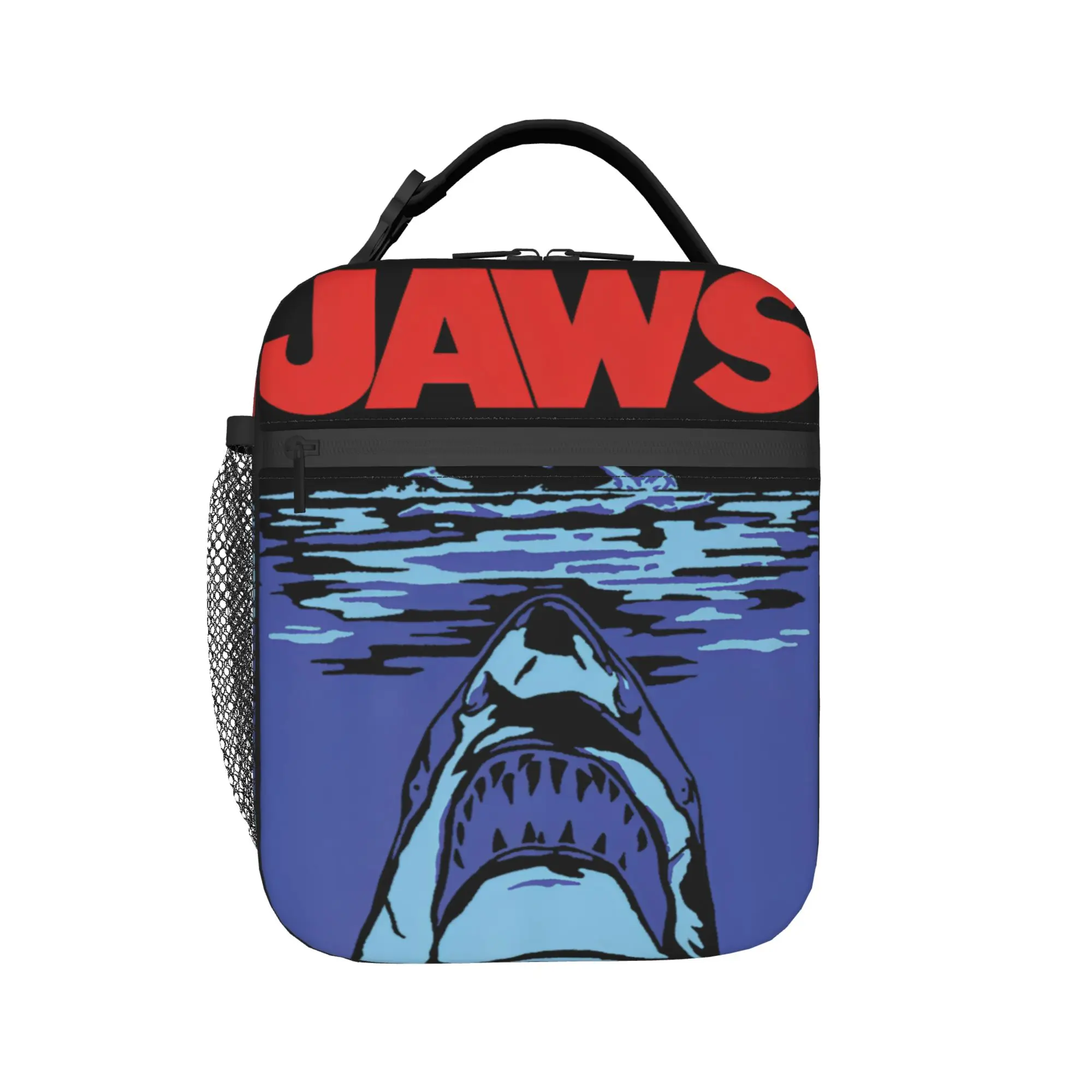 Jaws 50th Anniversary Poster Lunch Bag Casual Outdoor Picnic Lunch Box Print Portable Zipper Thermal Tote Handbags