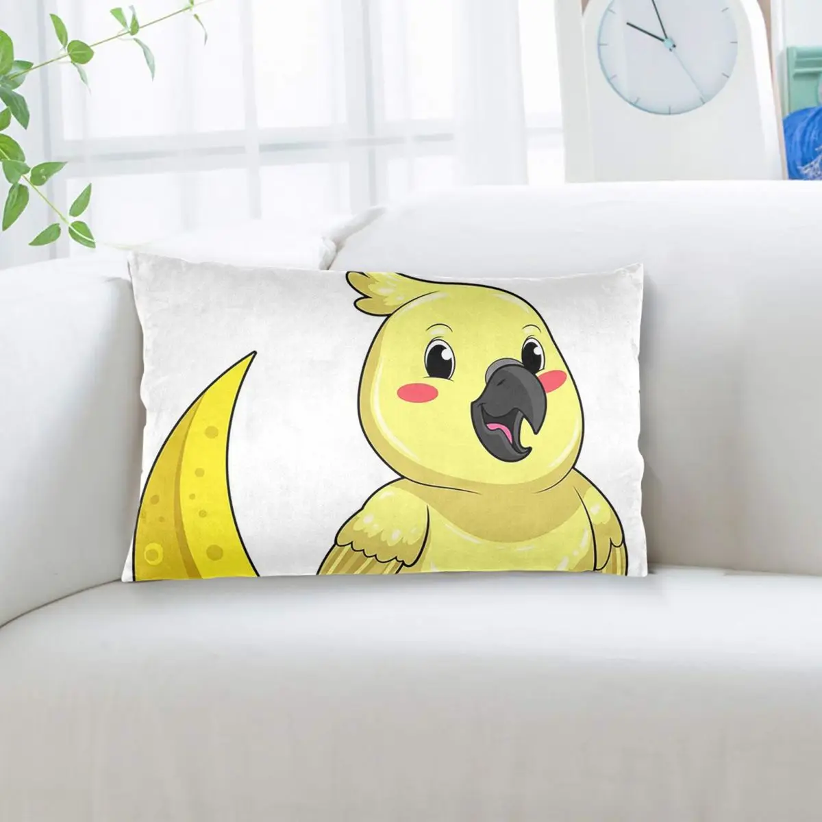 Cockatoo Cockatiel Parrot With Moon Rectangle Pillowcase Cushion Cover Decor Bedroom Bed Home Comfort Throw Pillow