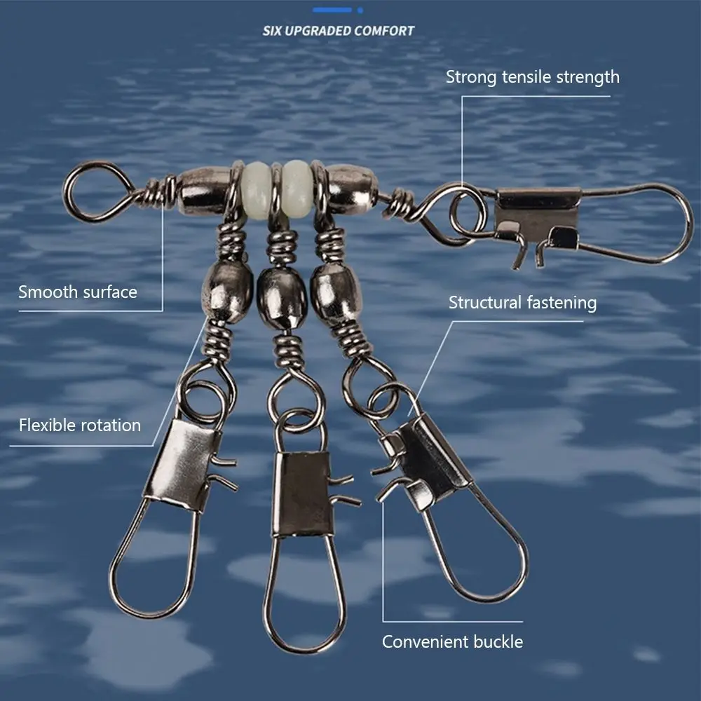 موصل لصيد السمك من الفولاذ المقاوم للصدأ مع دبوس ، حلقة صلبة ، دوار دوار ، متين ، كرة ثقيلة ، صيد بحري ، 3 طرق ، 10 ~